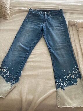 Veronica Beard Blue & White Dip-Dye Flare Jeans